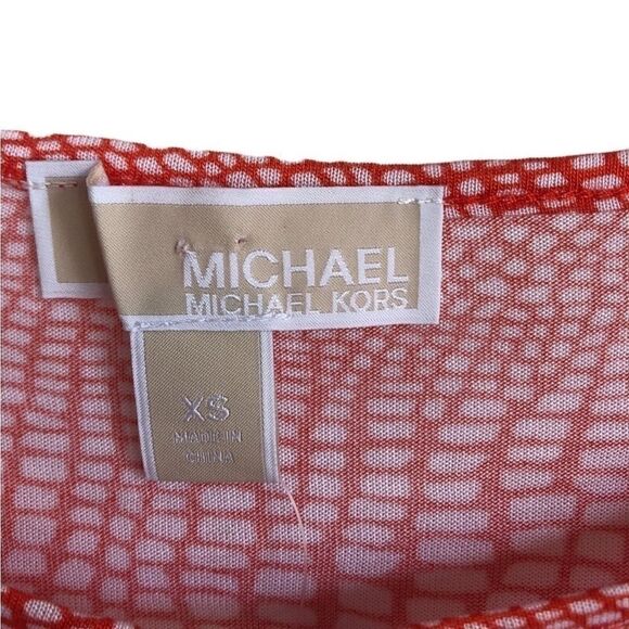 Michael Kors Peasant Top Keyhole Neck in Mandarin and White Size XS NWT - Picture 4 of 8